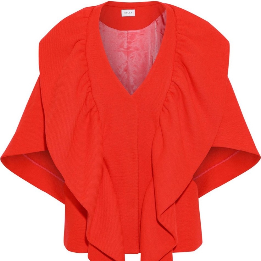 MILLY Ruffled Wool Blend Cape - Picture 8 of 10